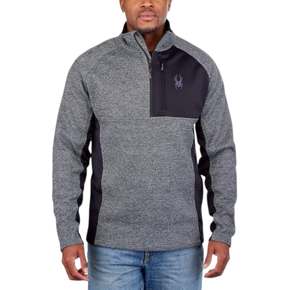 Spyder Men’s Gait Knit Half Zip Gorpcore Fleece Gray Black XL